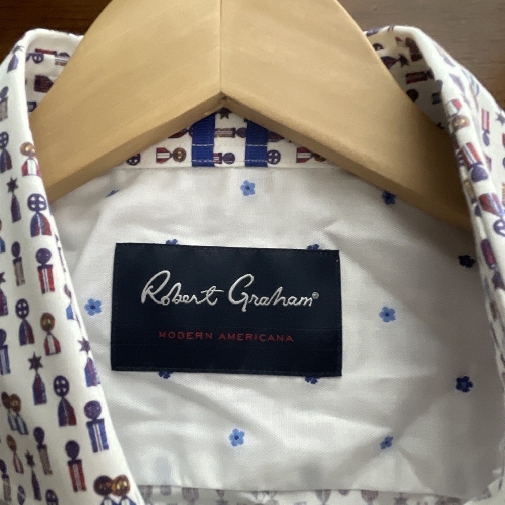 Robert Graham MAXCY Short Sleeve Sport Shirt  Tailored Fit Large NWOT Military - Picture 3 of 9